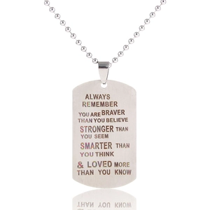 Collier plaque militaire en acier inoxydable avec gravure inspirante Always Remember
