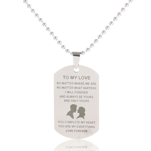 Collier Pendentif Dog Tag en Acier Inoxydable Avec Chaîne à Billes Gravure Laser Citation Inspirante Silhouette Cœur Bijoux Cadeau Pour Hommes Femmes