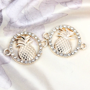 Détails de breloques ananas dorées avec strass pour la création de bijoux DIY