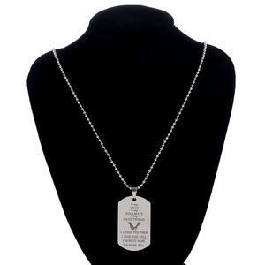 Collier plaque militaire en acier inoxydable avec gravure laser romantique et chaîne