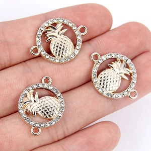 Pendentif ananas plaqué or avec zircons pour bracelets et colliers faits main DIY