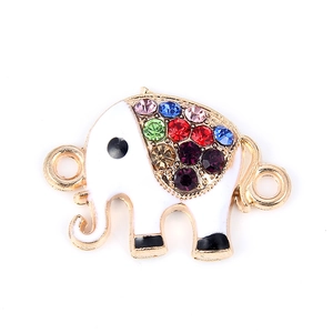 Pendentif éléphant fait main avec strass colorés et émail doré pour création de bijoux DIY