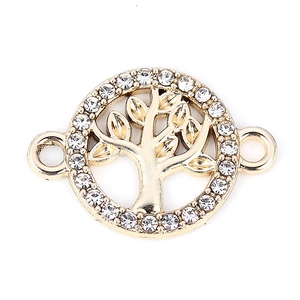 Connecteur Arbre de Vie doré avec strass brillants pour bracelets et colliers faits à la main