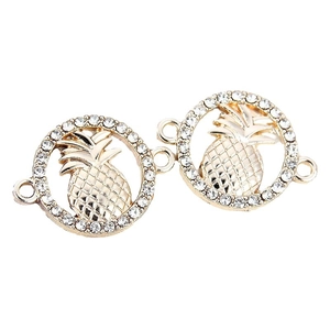 Connecteur ananas doré serti de strass brillants pour la création de bijoux DIY