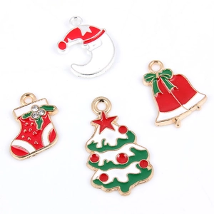Kerst Emaille Legering Bedeltjes Voor Zelf Sieraden Maken Boom Bel Sok Maan Kerstman Feestelijke Handgemaakte Accessoire