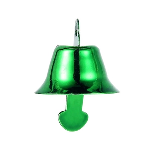 Detailopname van een glanzende groene metalen bel met ring voor kerstversiering en DIY