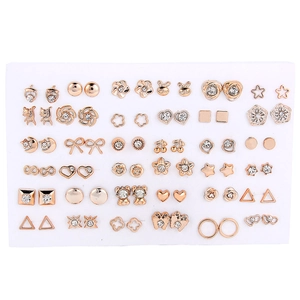 Boucles d'Oreilles Clous Géométriques pour Femmes Filles Plastique Strass Coeur Étoile Formes d'Animaux Or Or Rose Bijoux de Mode Cadeau