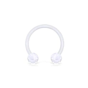 Translucent bioflex circular barbell with faceted crystal ball ends for septum piercing