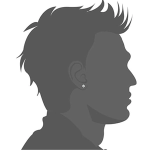 Mens magnetic stainless steel zircon stud earring shown on male profile silhouette