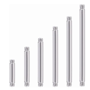 Barres de remplacement pour piercing en acier inoxydable de diverses longueurs argentées