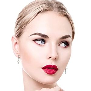 Men's silver stainless steel cross drop hoop earrings for a stylish punk look