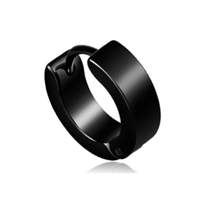 Polished black stainless steel huggie hoop earring with sleek mirror finish detail