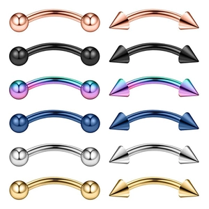 Set de piercings en acier inoxydable avec boules et pointes en 6 couleurs métalliques