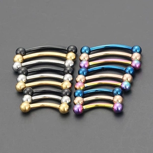 Lot de 16 piercings de sourcil et lèvre en acier inoxydable aux couleurs variées