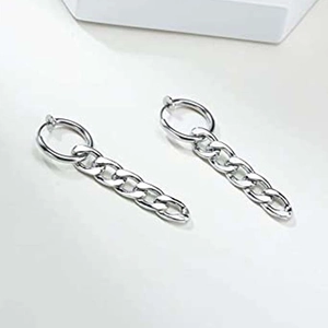 Boucles d'oreilles chaîne cubaine en argent poli pour hommes et femmes au style hip hop