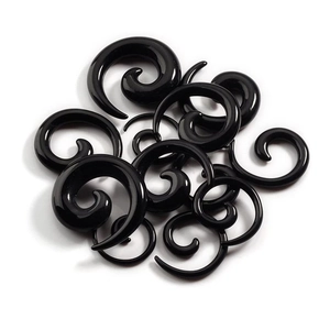 Black acrylic spiral snail ear gauges and tapers kit for body piercing jewelry