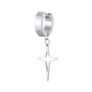 Minimalist silver hoop earrings with hollow cross star pendant for men and women