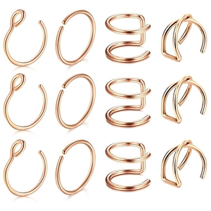 Stainless Steel Non Pierced Nose Rings Ear Cartilage Cuff Clips Simple Geometric Faux Piercing Jewelry For Women Men