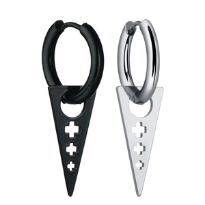 Punk Gothic Triangle Cross Hollow Pendant Earrings For Men Women Unisex Alloy Hoop Stud Earrings Hip Hop Jewelry Accessories