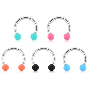Anello A Ferro Di Cavallo In Acciaio Inossidabile Con Perline Opache Colorate Piercing Per Naso Labbra Orecchio Unisex