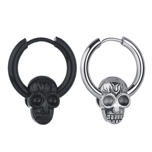 Vintage Skull Pendant Hoop Earrings Punk Gothic Alloy Ear Jewelry For Men Women Rock Style Fashion Accessory