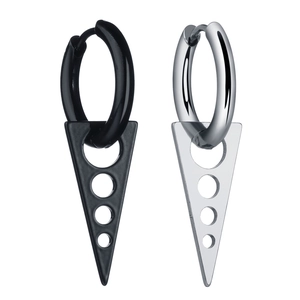 Boucles d'oreilles Créoles Pendentif Géométrique Triangle Rond Ajouré en Alliage Minimaliste Punk Streetwear Bijoux pour Hommes Femmes
