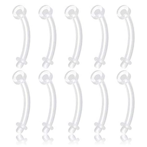 Clear Acrylic Curved Piercing Retainer Lip Eyebrow Stud Belly Button Ring Flexible Bioflex Transparent Body Jewelry Studs