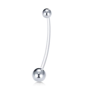 Polished stainless steel curved navel bar with Shamballa crystal balls piercing jewelry