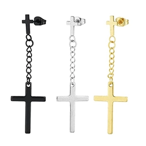 Gothic Punk Legierung Doppel Kreuz Lange Kette Ohrstecker Neutral Hip Hop Stil Schmuck Für Herren Damen Gold Schwarz Silber