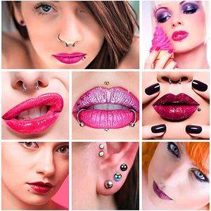 Multi-style cubic zirconia horseshoe bars and studs set for nose, ear, and lip piercing