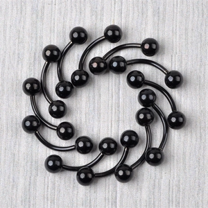 12er-Set schwarze Hufeisen-Piercings für Ohr und Nase in spiralförmiger Anordnung