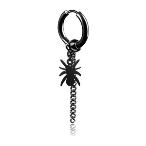 Gothic zwarte oorbel met hangende ketting en spin hanger voor heren en dames uniseks