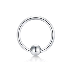 Set of 12 silver polished stainless steel piercing rings and studs on white background