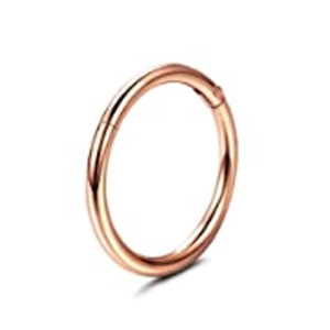 Detailed close-up of a seamless rose gold stainless steel hinged ring for body piercing