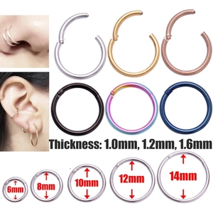 316L Stainless Steel Hinged Segment Ring Nose Ring Septum Clicker For Ear Lip Nose Piercing Jewelry For Women Men Unisex