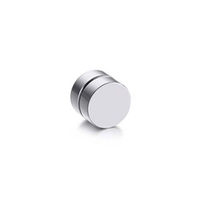 Sleek silver magnetic stud earrings in stainless steel with a non-piercing clip-on design