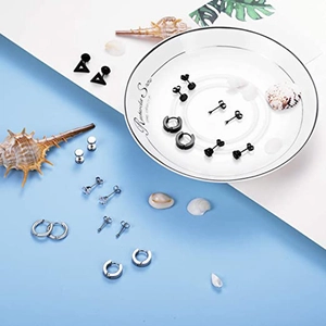 20er Set schwarze und silberne Edelstahl-Ohrstecker mit Kreuzen und Zirkon-Akzenten