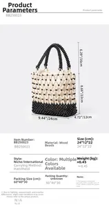 Detailansicht der gewebten Perlenhandtasche mit Maßen 24x12x22cm und Materialtextur