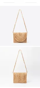 Vues détaillées du sac bandoulière en jute fait main avec motifs de tissage circulaires