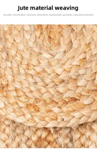 Gros plan détaillé du tissage en fibre de jute fait main avec coutures blanches renforcées
