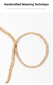 Vue détaillée du savoir-faire artisanal en corde de jute naturelle et texture tressée