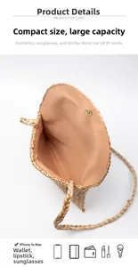 Detailansicht der Jute-Tasche mit Magnetverschluss und Platz für Handy und Geldbörse