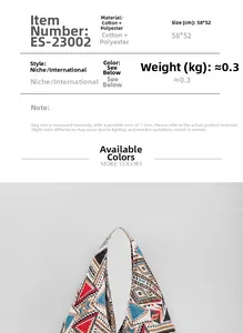 Detail view of Bohemian printed tote bag showing cotton polyester blend and dimensions
