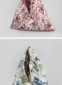 Detailed close-up showing the premium jacquard fabric texture of these printed knot bags