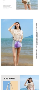 Detail of purple woven bucket bag with fringe and ethnic patterned shoulder strap