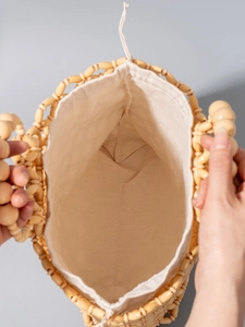 Sac fourre-tout en perles de bois avec doublure en toile pour voyages à la plage