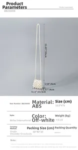 Detailed size specifications for the cream white pearl woven crossbody bag with strap details