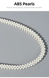 Detail showing the white ABS pearl weave and round beads on this beaded shoulder bag