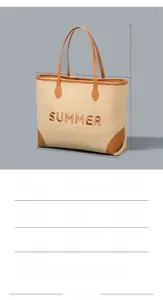 Dettaglio del ricamo SUMMER sulla borsa tote in tela con dimensioni 40x35x10cm