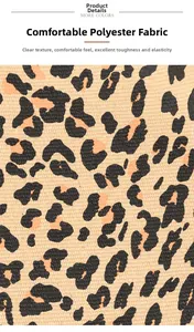 Macro shot of high-quality leopard print polyester fabric with durable woven texture